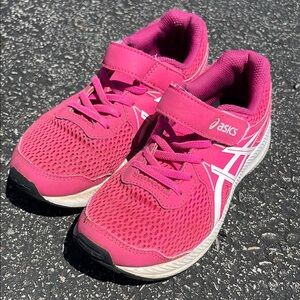 Asics Pink Sneakers with Breathable Mesh and Velcro Closure